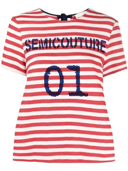 Semicouture футболка в полоску с логотипом