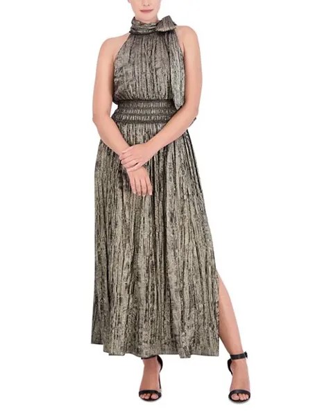 Платье макси из мятого бархата BCBGMAXAZRIA, цвет Silver