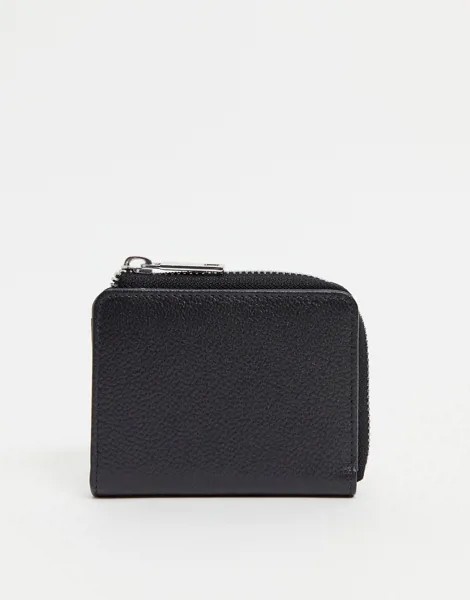 Кожаный бумажник черного цвета с круговой молнией и отделениями для карт ASOS DESIGN-Черный