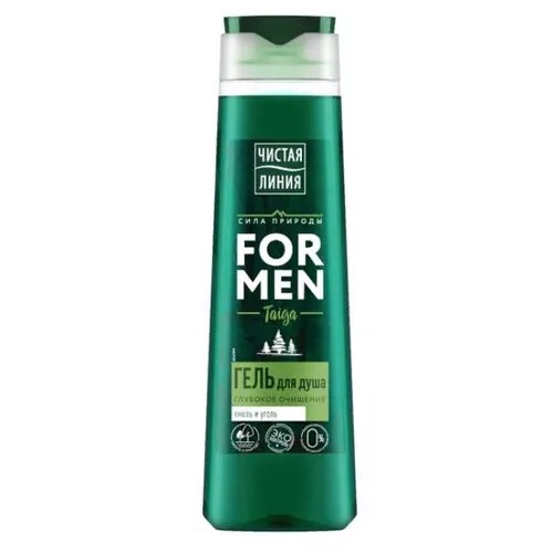 Гель для душа Чистая линия For Men Taiga глубокое очищение хмель и уголь, 400 мл