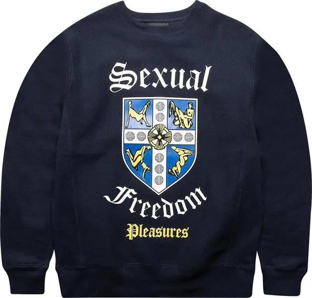 Толстовка Pleasures Educated Premium Crewneck 'Blue', синий