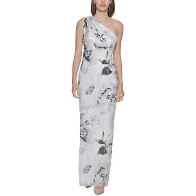 Calvin Klein Женское серое длинное вечернее платье с украшением 8 BHFO 5357