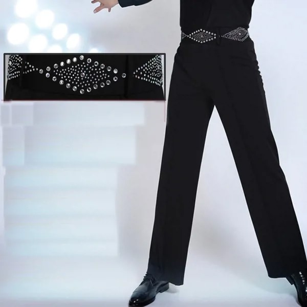 2018 сексуальные брюки для латиноамериканских танцев для мужчин черного цвета одежда с бахромой Мужские квадратные винтажные профессиональные брюки для вальса Танго N7054