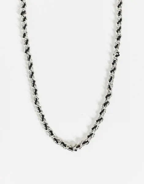 Ожерелье-цепочка с хлопковым шнурком Bolongaro Trevor-Серебряный