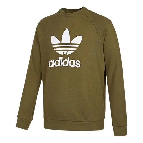 Толстовка Men's adidas originals Alphabet Large Logo Printing Round Neck Pullover Military Green, зеленый