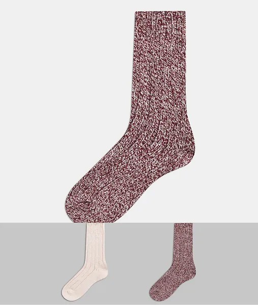 Набор из 2 пар носков до середины икры из пряжи разных оттенков ASOS DESIGN-Мульти