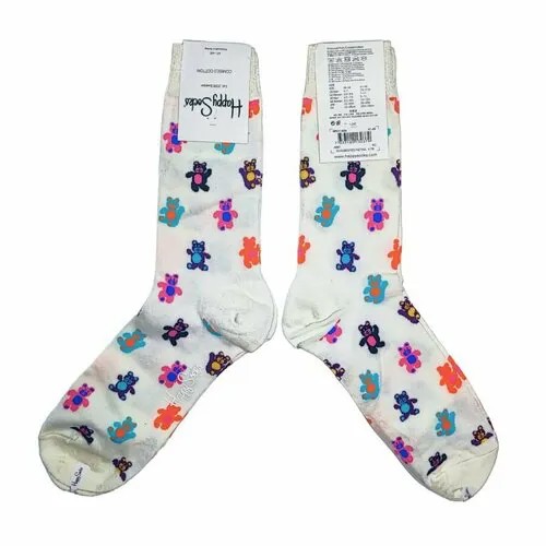 Носки Happy Socks, размер 41-46, голубой, бирюзовый, коралловый, белый, лиловый