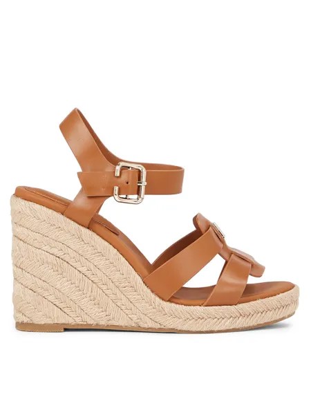 Эспадрильи Tommy Hilfiger Espadrille High Wedge Leather, коричневый