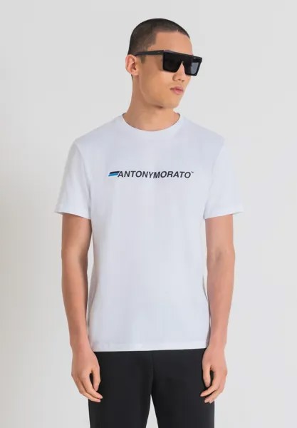 Футболка с принтом SLIM FIT WITH INJECTION-MOLDED RUBBERIZED LOGO PRINT Antony Morato, белый