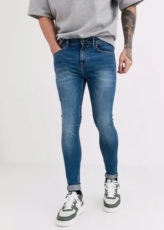 Голубые супероблегающие джинсы New Look-Синий