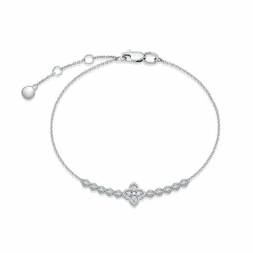 Браслет-цепочка Vesna jewelry, белое золото, 585 проба, родирование, бриллиант, длина 18.5 см.