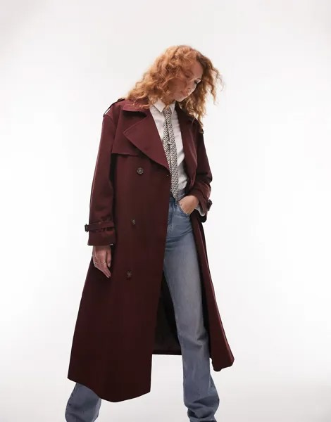 Мягкий классический тренч Topshop бордового цвета