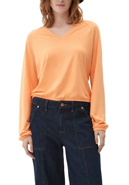 Топ с длинными рукавами MANCHES LONGUES ET ENCOLURE EN V QS, цвет mango
