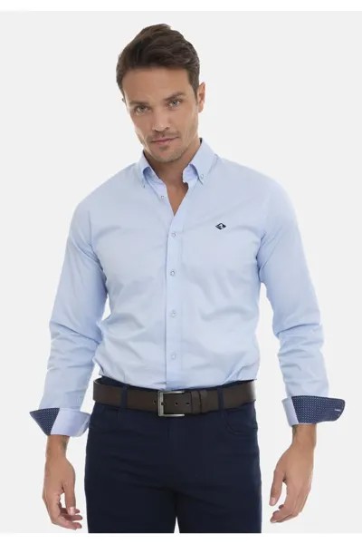 Узкая рубашка с оксфордским воротником Sir Raymond Tailor, синий