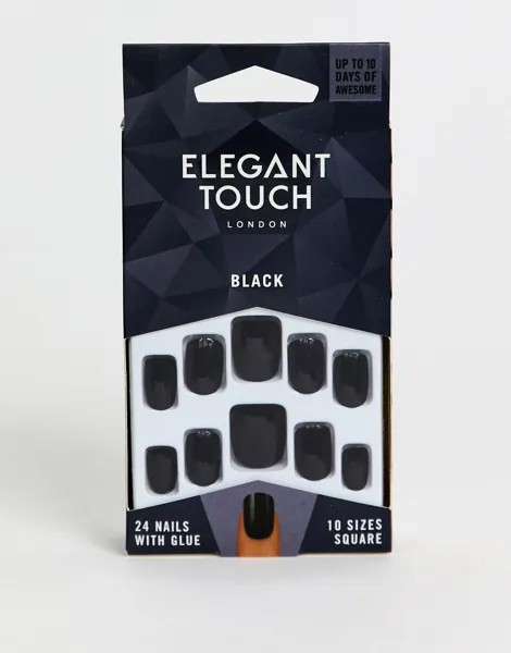 Квадратные накладные ногти Elegant Touch-Черный