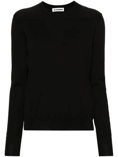 Jil Sander джемпер в рубчик, черный