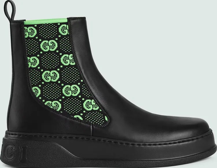 Кроссовки Gucci Boot GG Jersey - Black Neon Green, зеленый