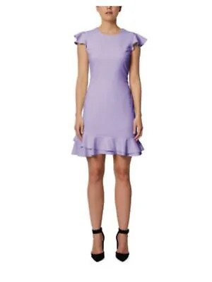 SAGE Женское фиолетовое приталенное платье-тюльпан с развевающимися рукавами, короткое платье + расклешенное платье 8