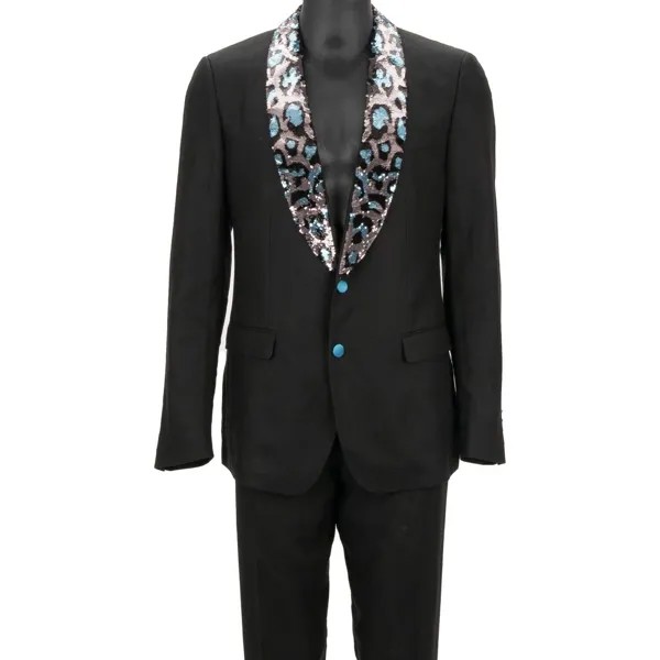 Dolce - Gabbana Taormina Леопардовый костюм с пайетками Серебристый Черный Синий 12395