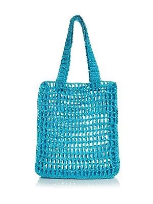 AQUA Женская синяя однотонная сумка-тоут с двумя плоскими ремешками, связанная крючком, кошелек