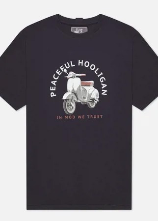Мужская футболка Peaceful Hooligan Scooter, цвет синий, размер L