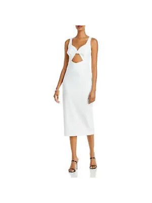 AQUA FORMAL Женское белое платье-футляр миди без рукавов с разрезом спереди и сзади 4