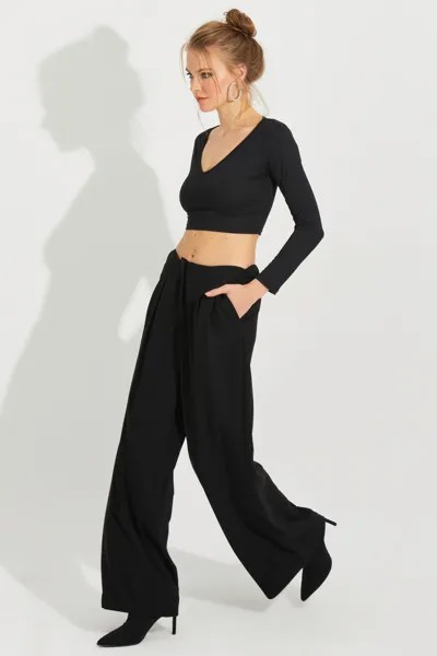 Женские черные брюки палаццо QRS8383 Cool & Sexy, черный