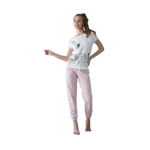 Пижама Золотое руно, футболка, брюки, короткий рукав, пояс на резинке, размер 52, розовый