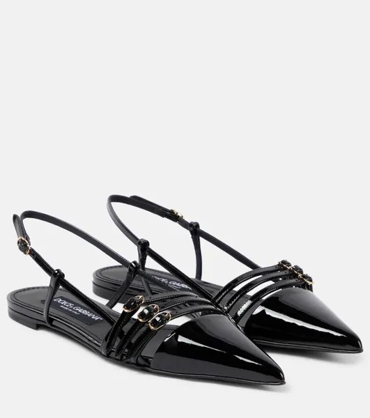 Лакированные балетки с пяткой на пятке Dolce&Gabbana, черный