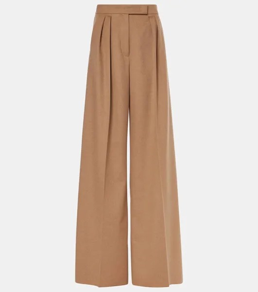 Широкие шерстяные брюки Fagus с высокой посадкой Max Mara, цвет cammello