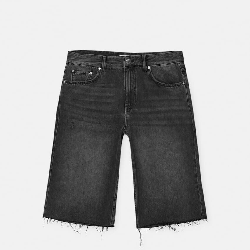 Шорты Pull&Bear Denim Skater Bermuda, черный