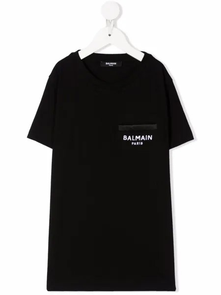 Balmain Kids футболка с вышитым логотипом