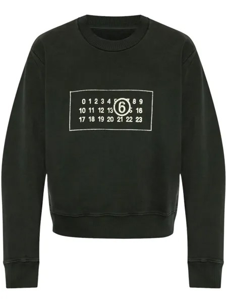 MM6 Maison Margiela хлопковая толстовка с подписью и цифрами, черный