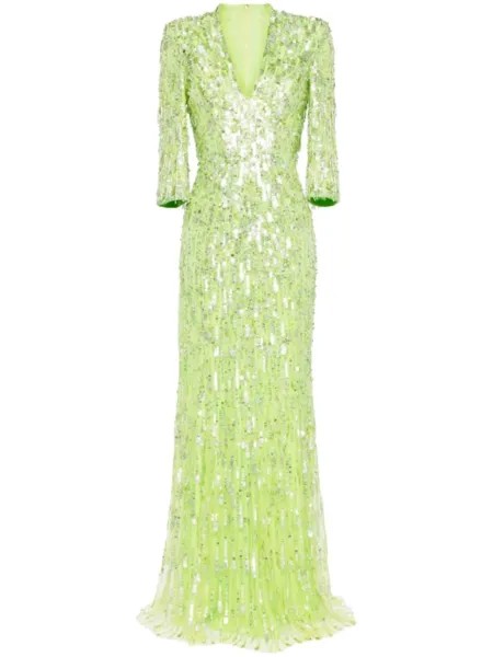 Jenny Packham платье Oscar с пайетками, зеленый