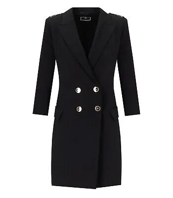 Elisabetta Franchi Черное двубортное платье-пальто женское