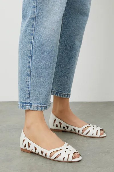 Широкие балетки с открытым носком и примом Dorothy Perkins, белый