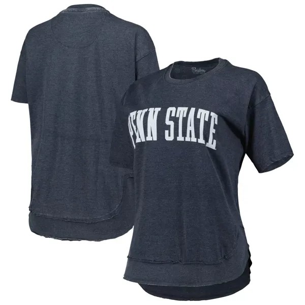 Женская футболка-пончо с принтом «Pressbox» темно-синего цвета Penn State Nittany Lions Arch