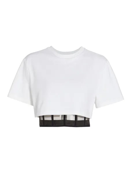Укороченная многослойная футболка Alexander McQueen, белый