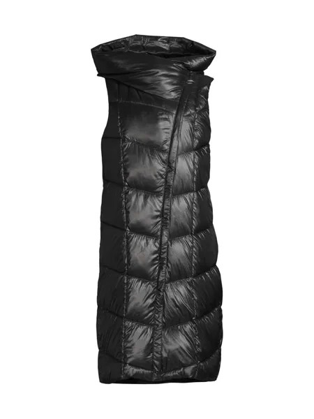 Длинный пуховик с объемным капюшоном Donna Karan New York, черный
