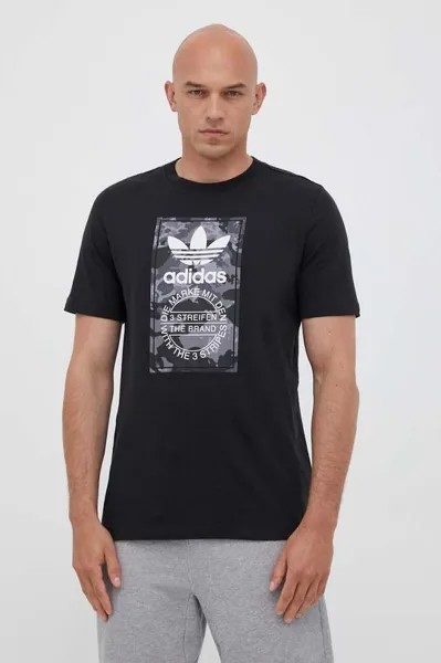 Хлопковая футболка adidas Originals, черный