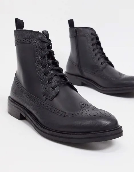 Черные ботинки броги River Island-Черный цвет