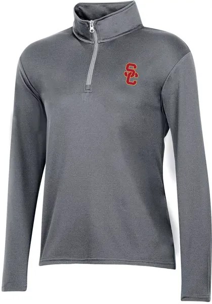 Серый пуловер с молнией 1/4 для женщин Champion USC Trojans