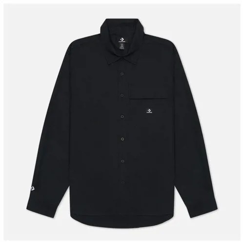 Мужская рубашка Converse Woven Long Sleeve Button Down чёрный , Размер XL