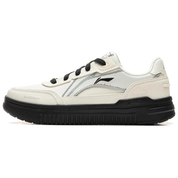 Кроссовки LINING Qingyun Skateboarding Shoes Women's Low-top Beige/Black, бежевый/черный