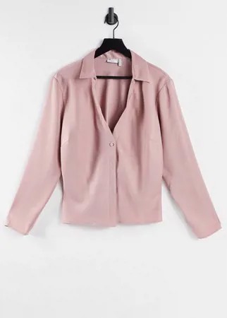 Розовая атласная рубашка узкого кроя ASOS DESIGN-Розовый цвет