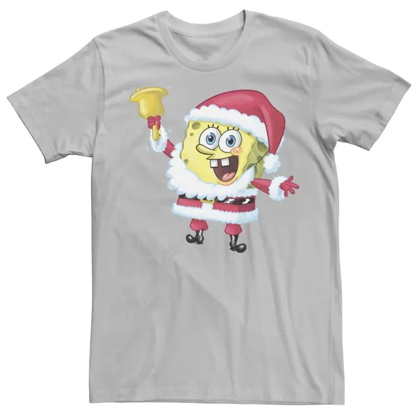 Мужская футболка SpongeBob SquarePants с цветком Санта-Клауса Nickelodeon, серебристый