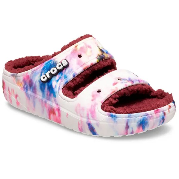 Сандалии Crocs Classic Cozzzy Tie Dye, белый