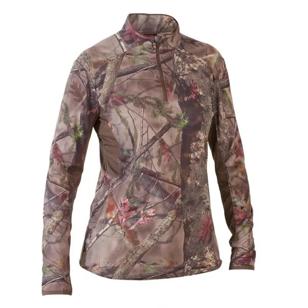 Рубашка охотничья длинный рукав 500 женская камуфляж SOLOGNAC, цвет braun