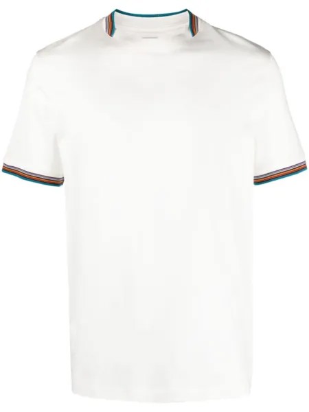 Paul Smith футболка с отделкой в полоску, белый