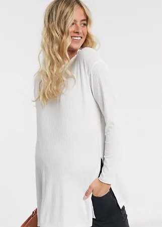 Белый лонгслив в рубчик ASOS DESIGN Maternity